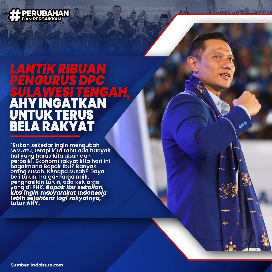 Lantik ribuan pengurus DPC Sulawesi Tengah, AHY ingatkan untuk terus bela rakyat
#DemokratBersamaRakyat
Sulawesi Sambut AHY