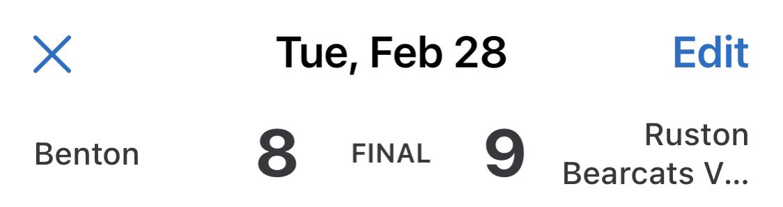 Ruston Baseball (@rustonbaseball) on Twitter photo Cats get the win tonight vs Benton …..5 arms combined
WP - <a href="/BillberryTalan/">Talan Billberry</a> 2 Inn 1H 0BB 0R
Relief - Love - Bennett - James
Save - <a href="/dfields_13/">dyson fields</a> 2Inn 2H 0BB
2K
Bats
D. Fields 2-4 2R
J. Szymanski 1H 2 RBI
C. Patterson 1-2 RBI
JR Tollett 2-3 2B , 2R , RBI
K. McConnell 1-3 RBI Cats get the win tonight vs Benton …..5 arms combined
WP - <a href="/BillberryTalan/">Talan Billberry</a> 2 Inn 1H 0BB 0R
Relief - Love - Bennett - James
Save - <a href="/dfields_13/">dyson fields</a> 2Inn 2H 0BB
2K
Bats
D. Fields 2-4 2R
J. Szymanski 1H 2 RBI
C. Patterson 1-2 RBI
JR Tollett 2-3 2B , 2R , RBI
K. McConnell 1-3 RBI