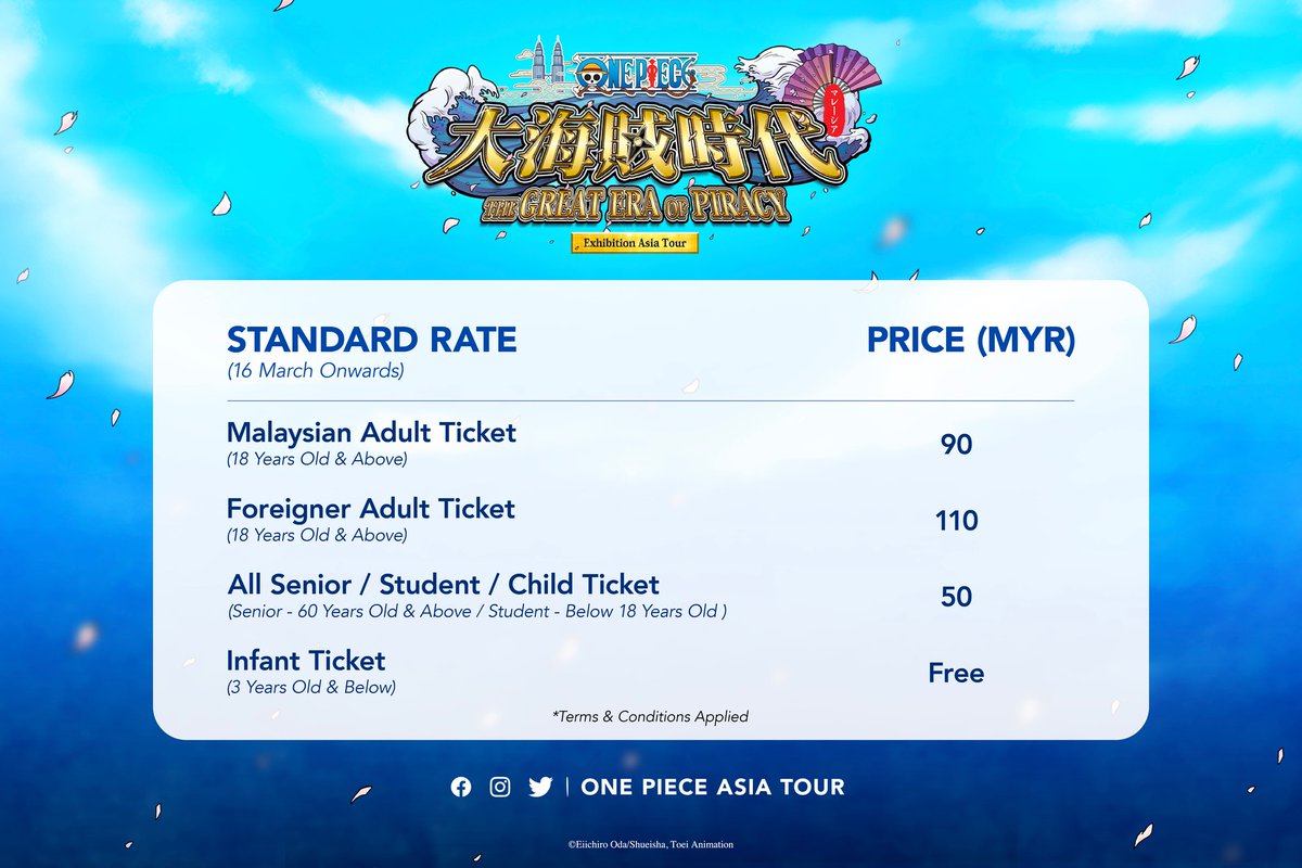 GEMPAK_KGS's tweet photo. Mehlah datang acara One Piece : The Great Era of Piracy Asia Tour Exhibition! 

📍 Resorts World Genting
🗓️  23 Mac - 8 Mei 2023 (10am - 10pm)
🎟️ https://t.co/z1IVd2oVhd

(sambung) ⬇️ https://t.co/arXkwpCoVz