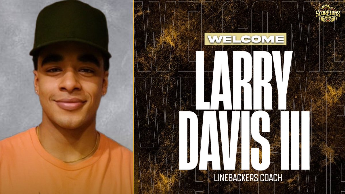 Salt River Scorpions JUCO Football (@saltriverfb) on Twitter photo Welcome Coach Larry Davis III to our Family. Larry brings a fiery mentality for the game, and a strong emphasis on fundamentals. As a player, he was a 6A Standout LB in AZ and played at the D1 Level. LD3 will have them LBs hitting everything with a heartbeat. <a href="/larry_davis5/">Larry Davis III</a> 🦂 Welcome Coach Larry Davis III to our Family. Larry brings a fiery mentality for the game, and a strong emphasis on fundamentals. As a player, he was a 6A Standout LB in AZ and played at the D1 Level. LD3 will have them LBs hitting everything with a heartbeat. <a href="/larry_davis5/">Larry Davis III</a> 🦂