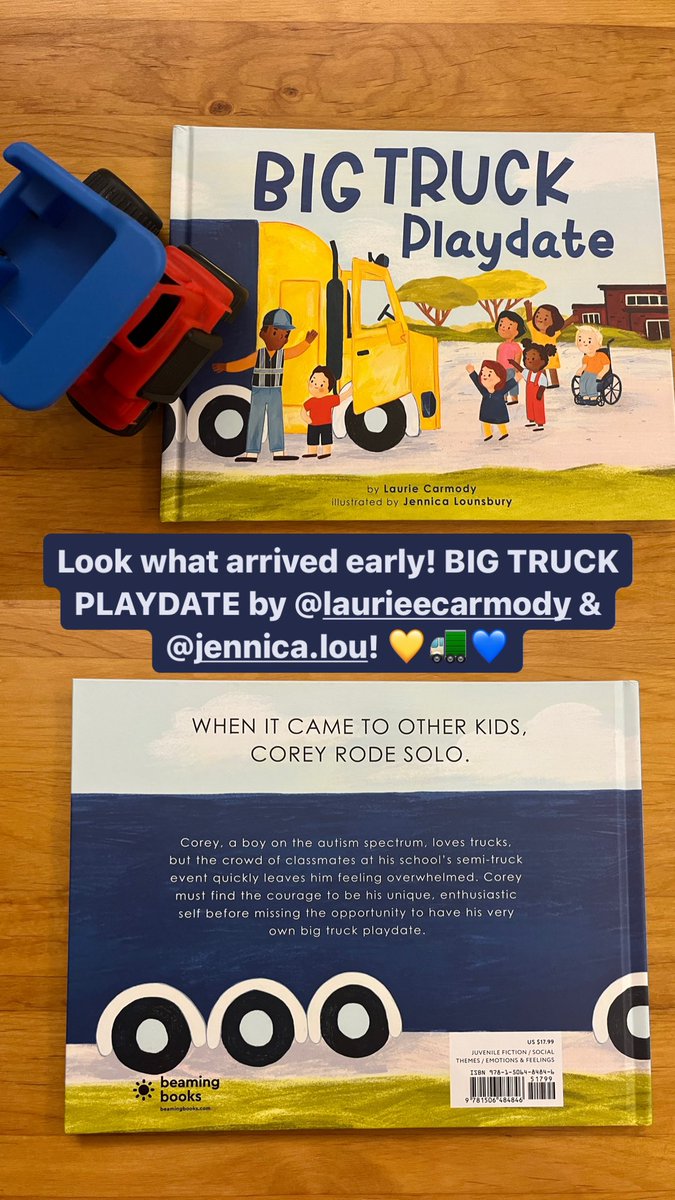 Look what arrived early!  This book touched my heart. Congratulations @LaurieECarmody on your debut #picturebook &amp; <a href="/JennicaDraws/">Jennica Lounsbury</a>!! 💛🚛💙 <a href="/BeamingBooksMN/">Beaming Books</a>