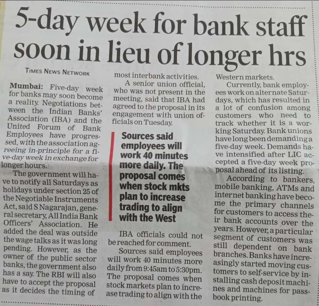 AUCBO_Tamilnadu's tweet photo. #5DaysBanking 
@AIBOACOD https://t.co/sC7QZ222CB