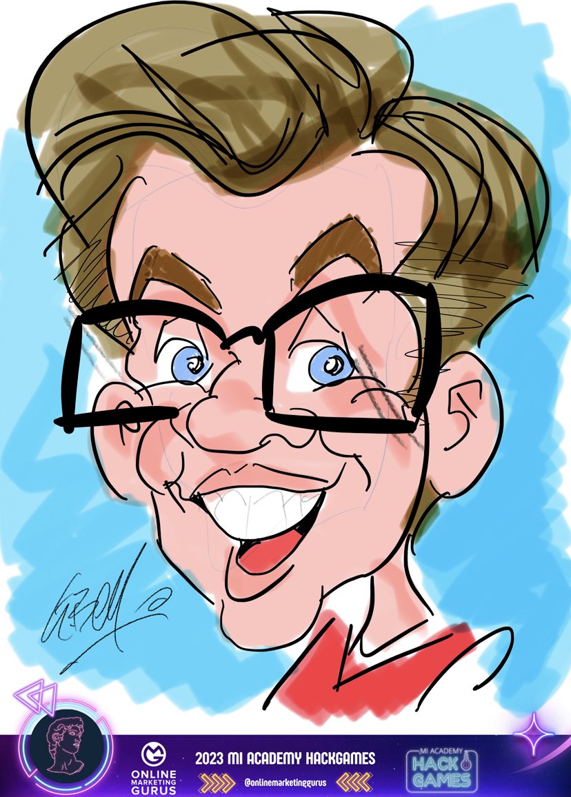 Free caricature at the <a href="/MI_Academy_/">MI Academy</a> HackGames 2023 yesterday. Pretty good right!?

#hackgames2023