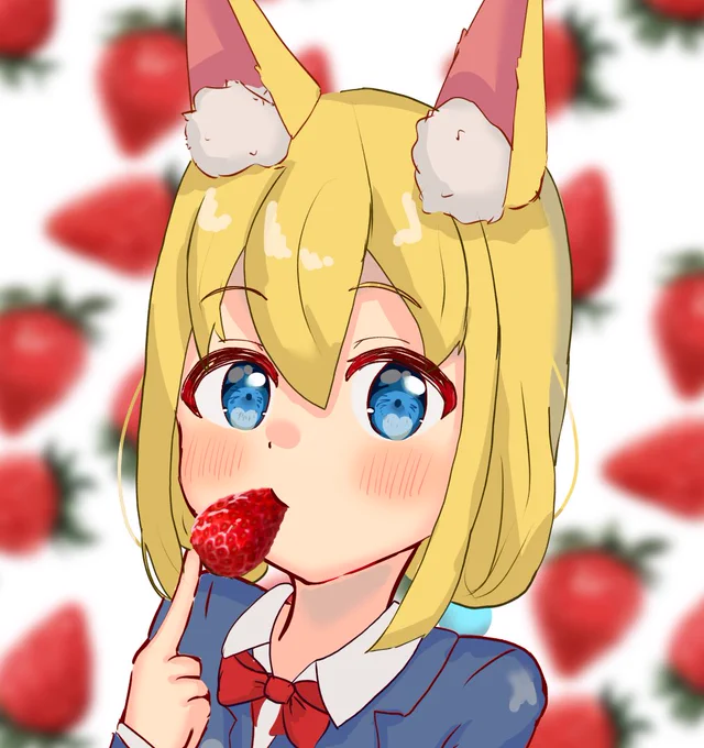 イチゴ食べてるツキネちゃん!#うちの子  #アイビスペイント 