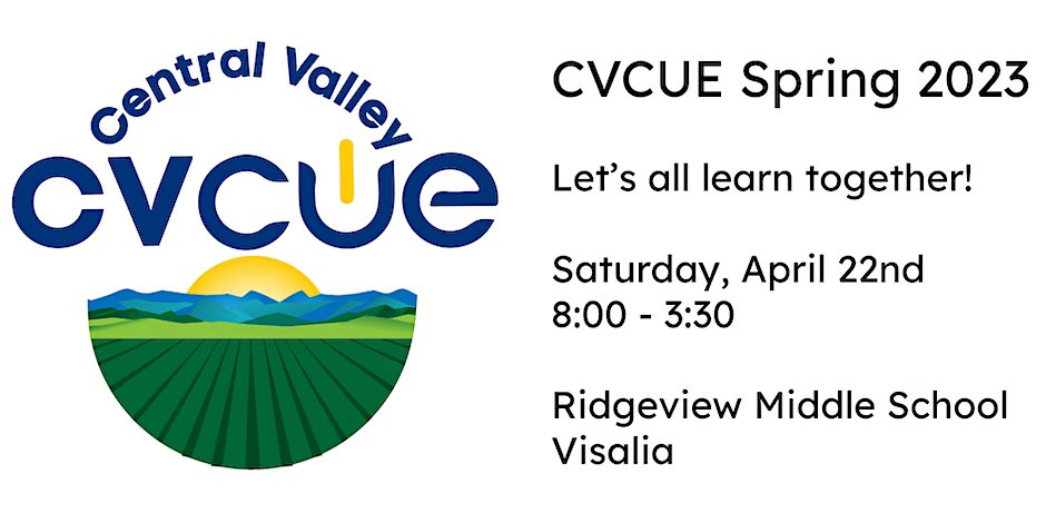 Join us in person for some learning and fun! #CVCUE #SomosCUE #WeAreCUE #SaturdayTeachers eventbrite.com/e/cvcue-spring…