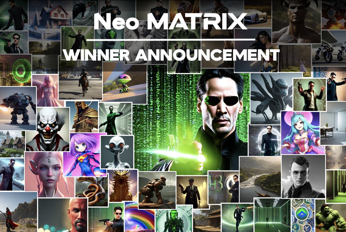 📢“Neo Matrix” Event — Winner Announcement ✨Thanks all the participants and support of @Neo_blockchain & @AIVERSE_me 💎Winners: docs.google.com/spreadsheets/d… 🥳Please bind your Neo address in AIVERSE Profile Page(aiverse.me/#/user) before Mar.5th (10AM UTC) to receive prizes