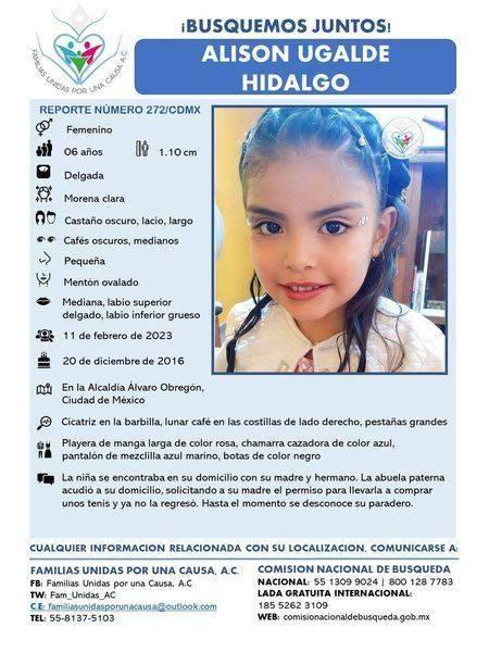 Fam_Unidas_AC's tweet photo. ¡BUSQUEMOS JUNTOS!
Alison Ugalde Hidalgo
6años #Sustraída 11/02/23
#Alcaldía #ÁlvaroObregón #CDMX RT @DondeestanCDMX @busqueda_cdmx @CEAVI_CDMX @CI_CDMX @CCyCP @AA_DF @OscarSalomnCor1 @tmaresriv @lydicar @Evitahduarte @HEncontrarte @1LuzEnElCamino @AmberAlertaNoOf @FelipaRamrez1 https://t.co/ILgEKTbFuY