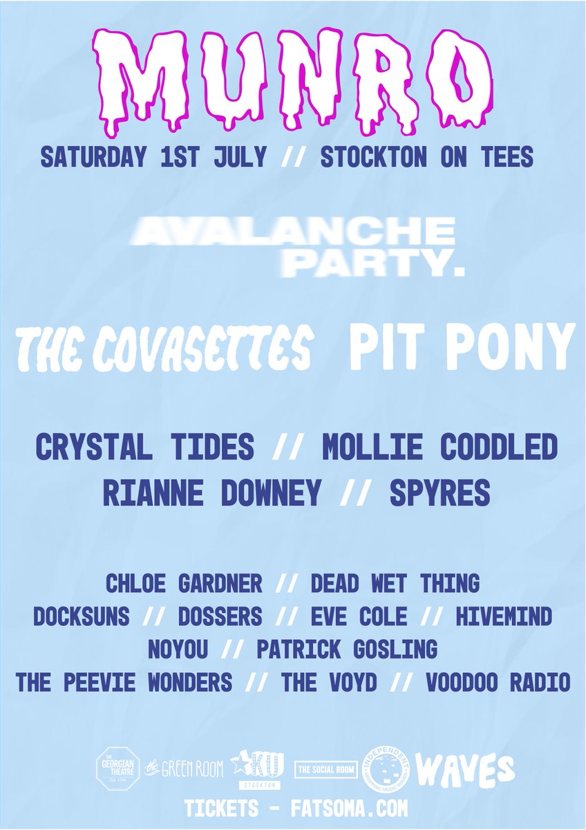 💙 MUNRO 2023 💙 The first wave is out, featuring Avalanche Party, The Covasettes, Pit Pony, Crystal Tides, Rianne Downey, Spyres and many more! 🎟️ - fatso.ma/XuKa