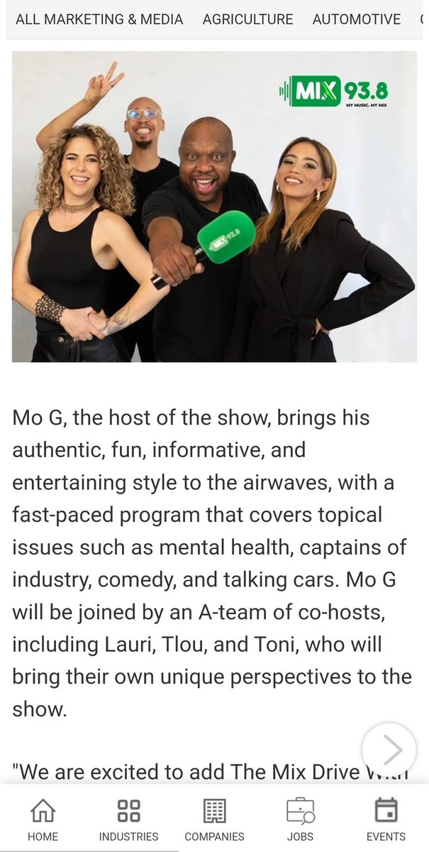 Find out more about the Mix Drive with Mo G team! 

Read more: m.bizcommunity.com/Article/196/59…

#mixdrivewithmog #driveshow #mixfm #radio
