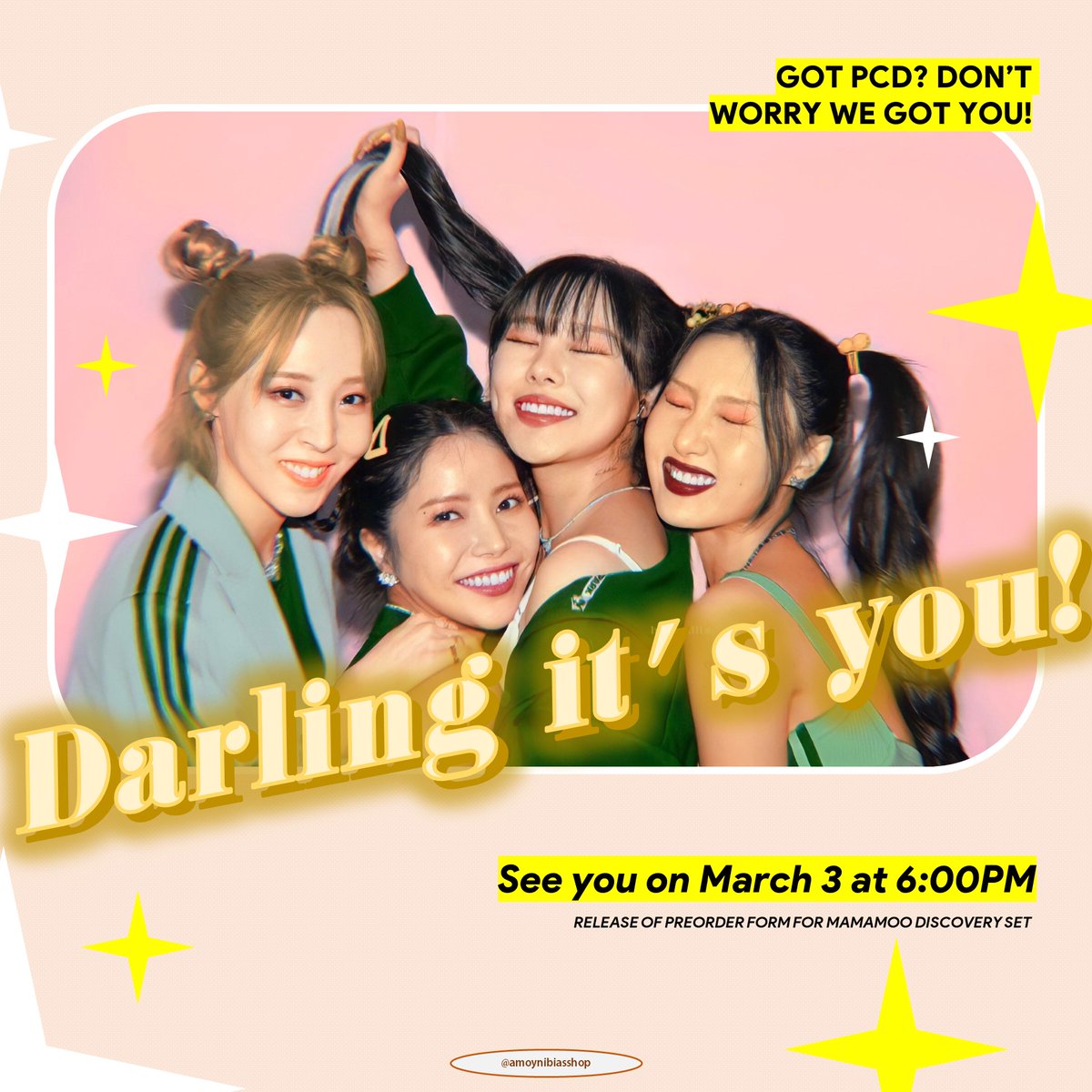 amoynibiasshop's tweet photo. [CALLING ALL MOOMOOS! 📢]

Here's what you need to know for our #MAMAMOO Discovery Set! 💚 
✅ 03.03.23, 6:00PM
✅ PREORDER - Online, Form Basis
✅ PAYO / Installment
🟩 Limited slots only!
‼ PLEASE READ ‼

More surprises to come! 🫣

PLEASE RETWEET #MOOMOO! 🫶
#ANBGOs_Mamamoo https://t.co/p4SQFVO7pW