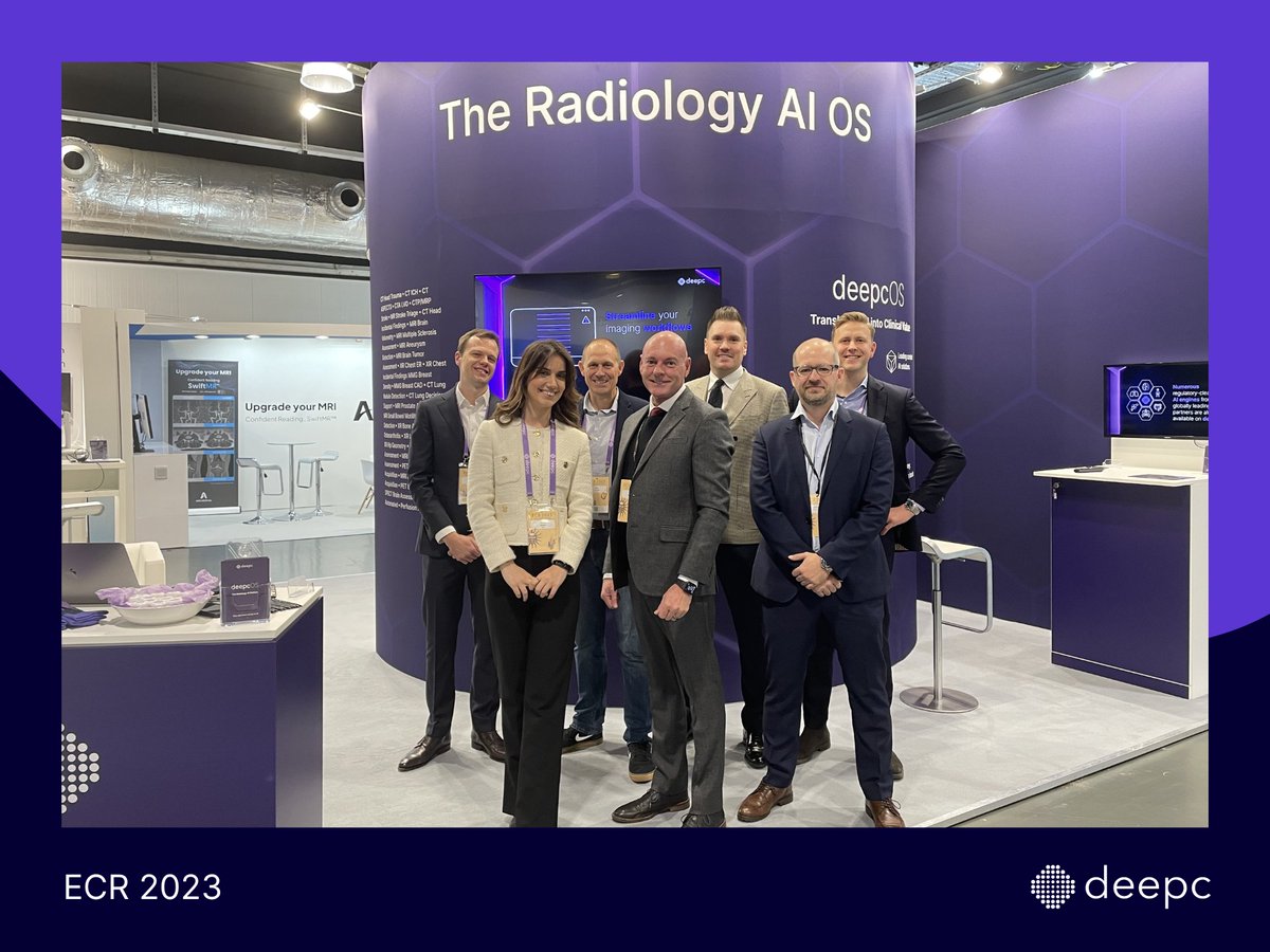 Day 1 at ECR 2023 🚀Meet deepc’s outstanding team at our booth AI-10 (Expo X1- AI area). 
Visit us spontaneously or secure a private demo session with our team via this link: deepc.ai/conference/ecr…  🏥🧑‍⚕️
#radiology #ecr23 #ECR2023