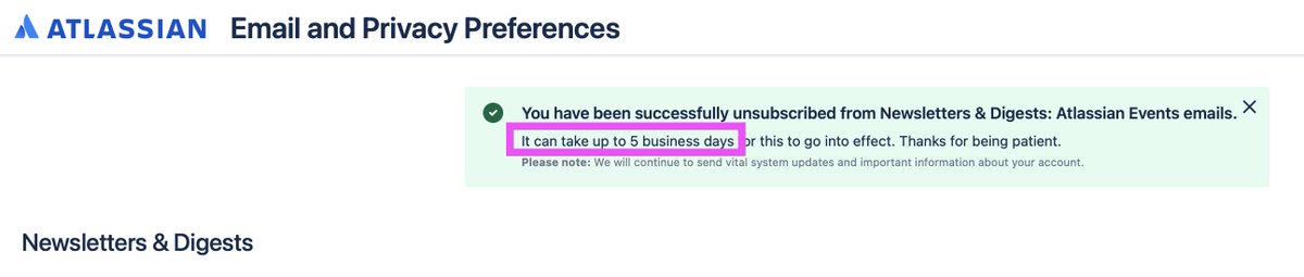 I'd totally accept 5 seconds, 5 minutes would make me wonder, but 5 days are an absolute disgrace, <a href="/Atlassian/">Atlassian</a>.