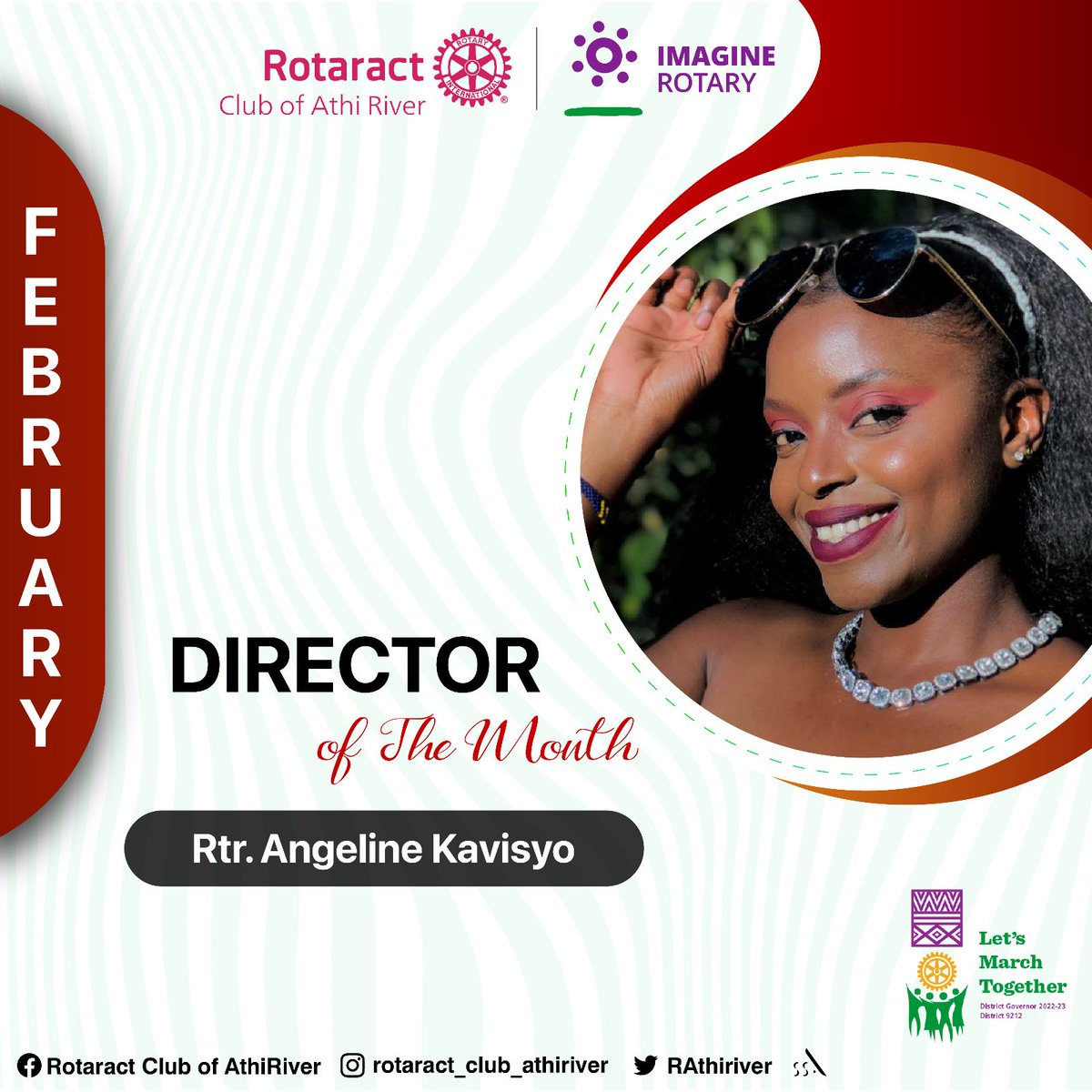 racathiriver's tweet photo. We present to you our February Director of the Month @Rotaract Chairlady Charter President (Rac Athi)
#forthegreatestgood #racathi #imaginerotary #letsmarchtogether https://t.co/DgEBy5SKom