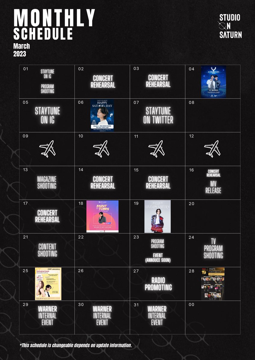 🗓️Monthly Schedule on Saturn
- March 2023 -

**This schedule is changeable depends on update information.
#jeffsatur