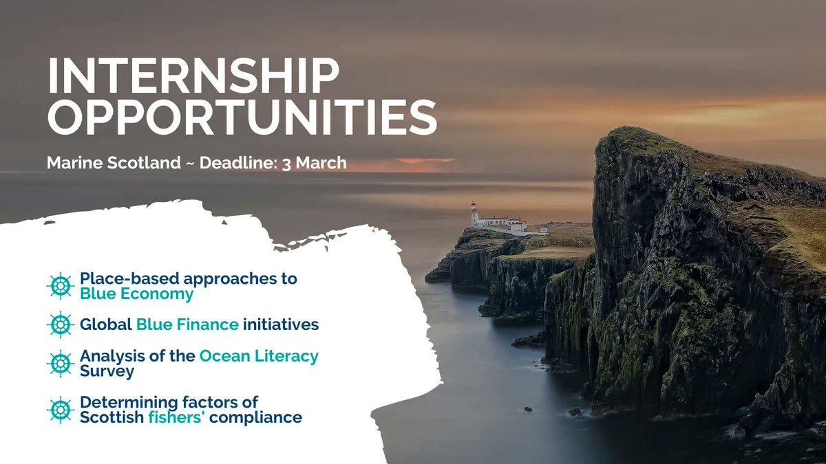 .@marinescotland have a suite of interesting summer internships under the umbrella of their #SocialScience research 🌊 Plenty of marine-focused opportunities including #BlueEconomy, #BlueFinance, #OceanLiteracy, & #Fishing! Take a look & apply by 3 Mar 👉
buff.ly/3IpLz3A