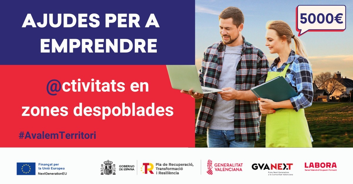 #BonDia☕️
🔎Vius en algun dels municipis de figuren en l'annex: bit.ly/3Yf7Wz7❓
💰#Labora t'ofereix 5.000€ per emprendre una activitat empresarial en zones despoblades🏘️
➕Info ➡️bit.ly/EAUTOP23Val
🔴Fins al 31/03 de 2023⌛️
#EsHoradeLabora #NextGenerationEU