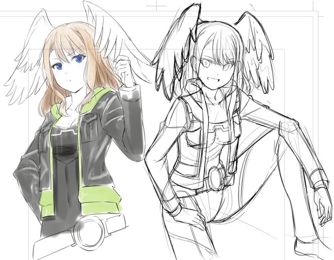 ゼノブレ3のキャラの絵柄を描けるように練習の落書き 