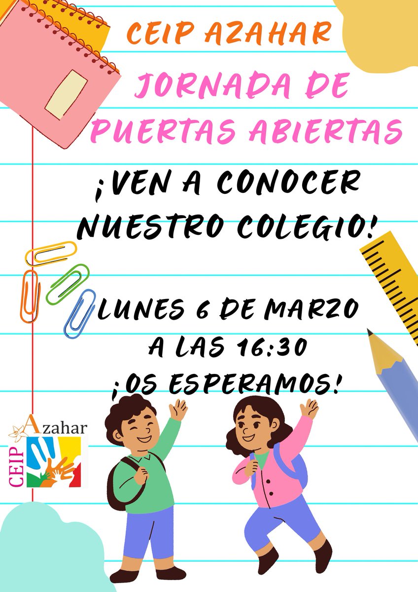 El lunes 6 de marzo a las 16:30 tendremos una jornada de Puertas Abiertas para las familias del nuevo alumnado para el próximo curso escolar.