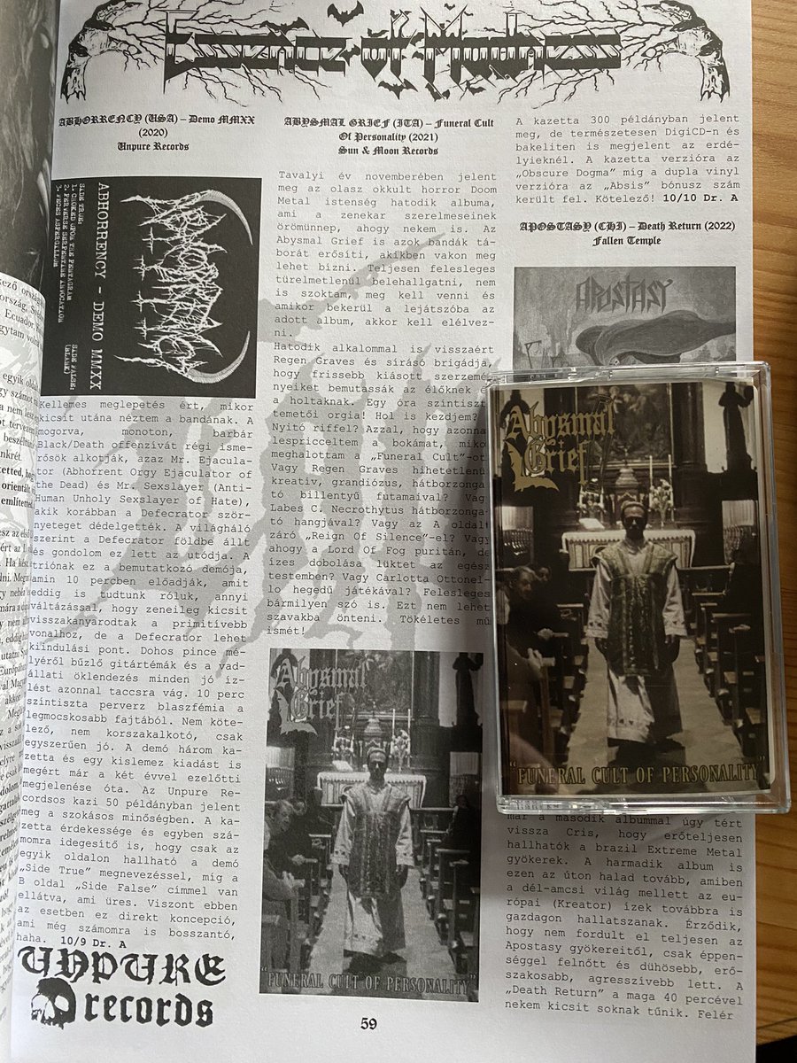 sunmoonrecords's tweet photo. Gargoyle / Satan's Cross interviews / #abysmalgrief cassette review in the 9th issue of Tales of the Morbid Butchers fanzine #fanzine #onlyprintedisreal #satanscross #gargoyle #sunandmoonrecords https://t.co/0VS29tE55m