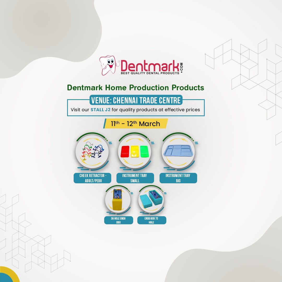 dentmarkonline's tweet image. Dentmark Home Production Products 
Visit our Stall J2 for quality products at effective prices
Venue: Chennai Trade Centre
Dates: 11th - 12th March
For Any Query, Please Call - 7888493926, 7888493906

#dentalexpodent #chennai #chennaiexpodent #dentmark