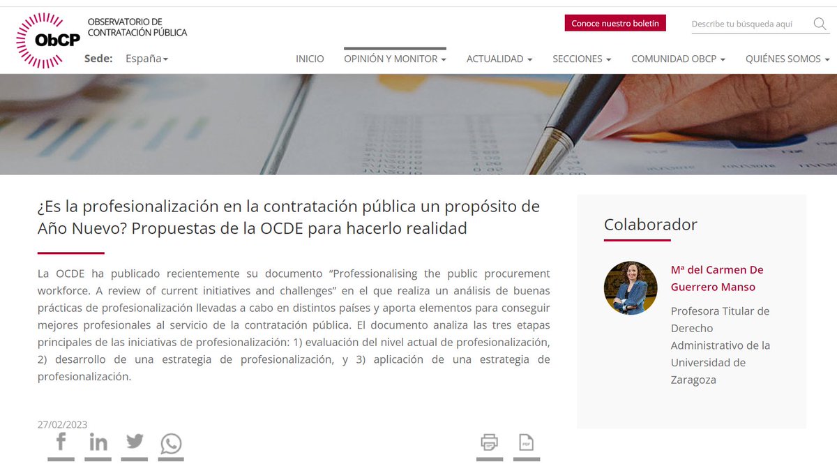 La profesionalización en la contratación pública, (formación teórico-práctica, racionalización, incentivos,...) es esencial.
OCDE ha publicado buenas prácticas y elementos clave para conseguir ese propósito.
Aquí mi opinión en OBCP.es👉
obcp.es/opiniones/es-l…