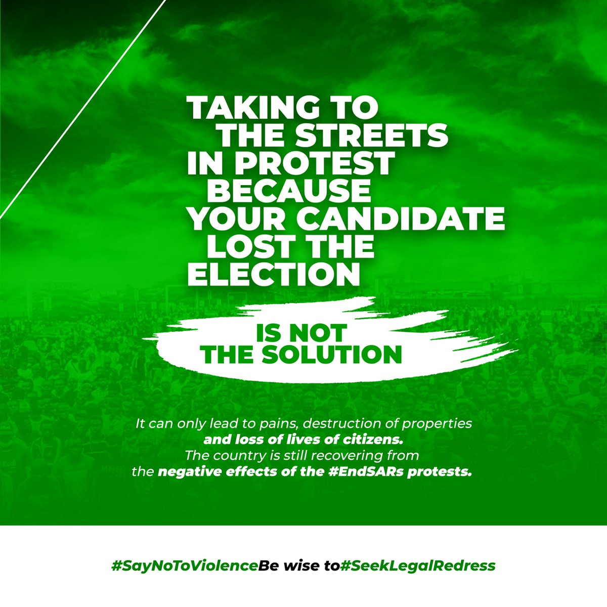 abdulahmed332's tweet photo. Together, we can create a peaceful and prosperous nation. #GotoCourtnotWar #SayNoToViolence https://t.co/Azn9WQPlmA