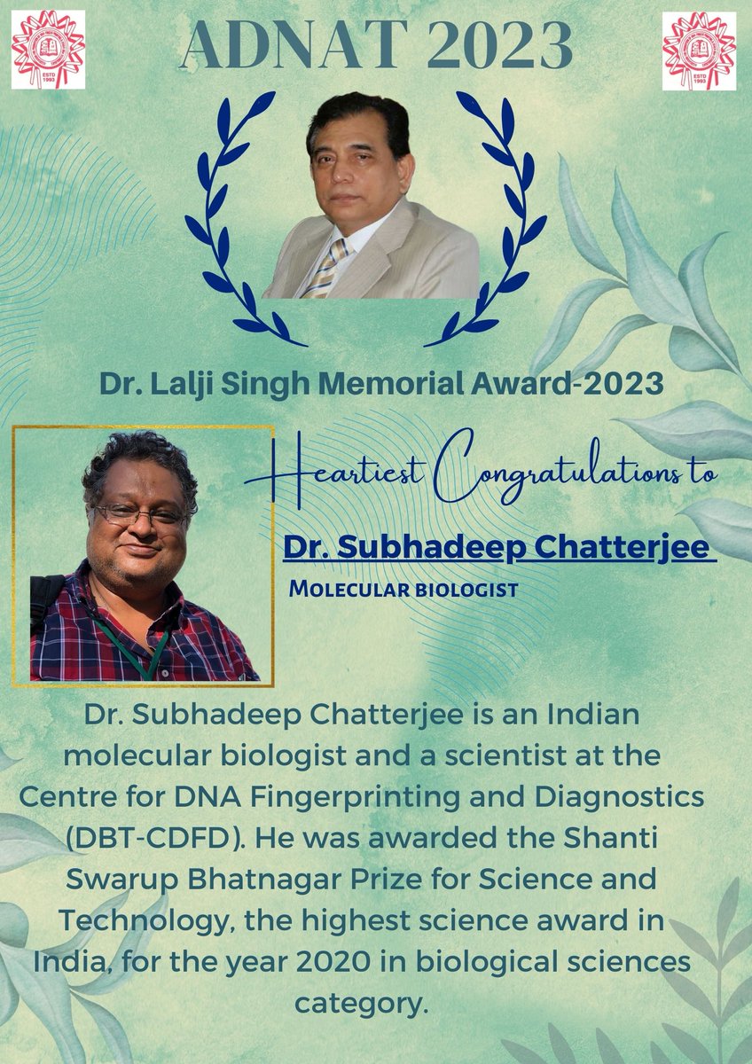 InBix Adnat (@inbixadnat2024) on Twitter photo We congratulate Dr. Subhadeep Chatterjee <a href="/Subhade68512667/">Subhadeep Chatterjee</a> on being awarded with the second "Dr. Lalji Singh Memorial Award-2023" by ADNAT Society.
Subhadeep Chatterjee - Google Scholar
scholar.google.com/citations?user…
#ADNAT2023 We congratulate Dr. Subhadeep Chatterjee <a href="/Subhade68512667/">Subhadeep Chatterjee</a> on being awarded with the second "Dr. Lalji Singh Memorial Award-2023" by ADNAT Society.
Subhadeep Chatterjee - Google Scholar
scholar.google.com/citations?user…
#ADNAT2023