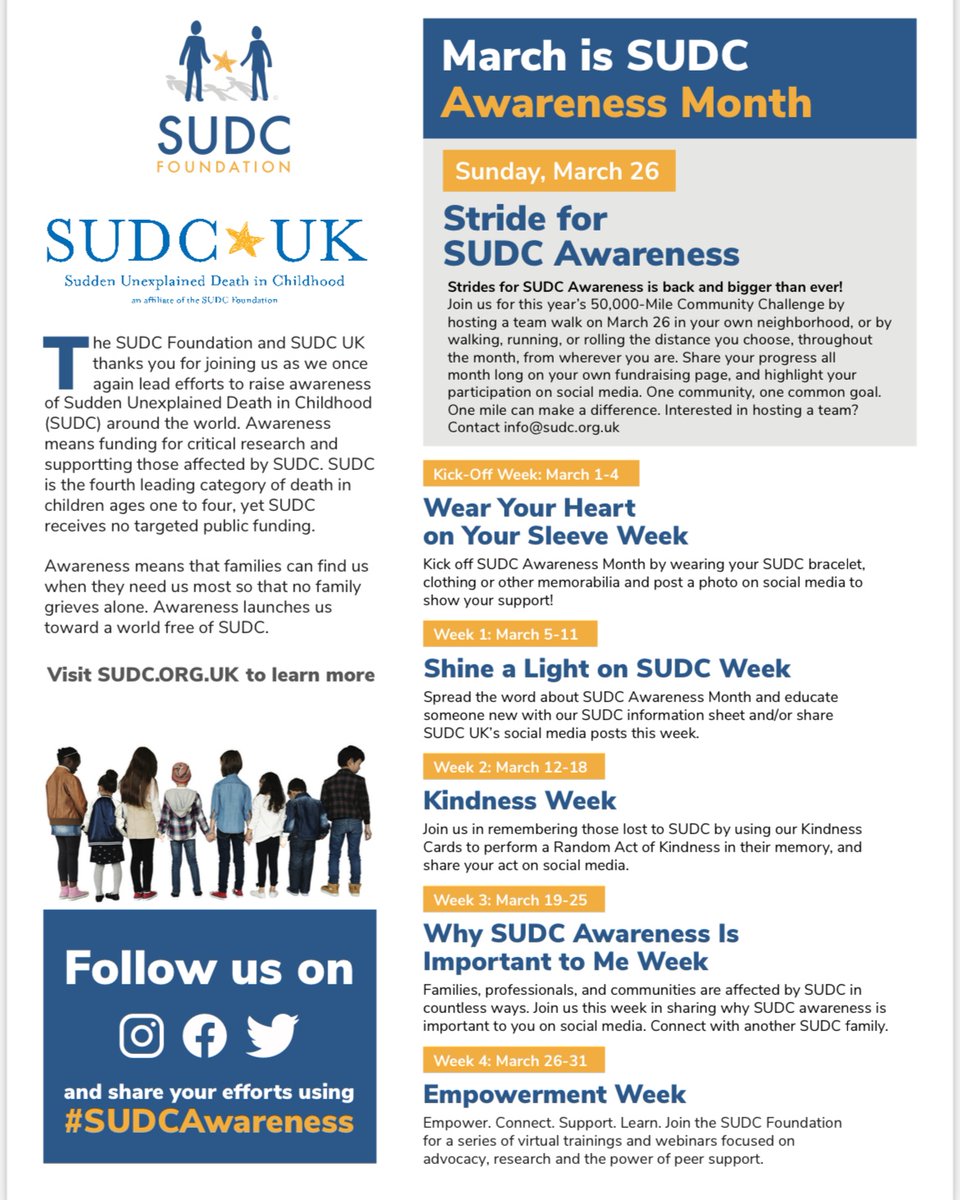 March is #SUDCAwareness month! 

Here's all we've got planned! We'll share more details week by week. 💙⭐️