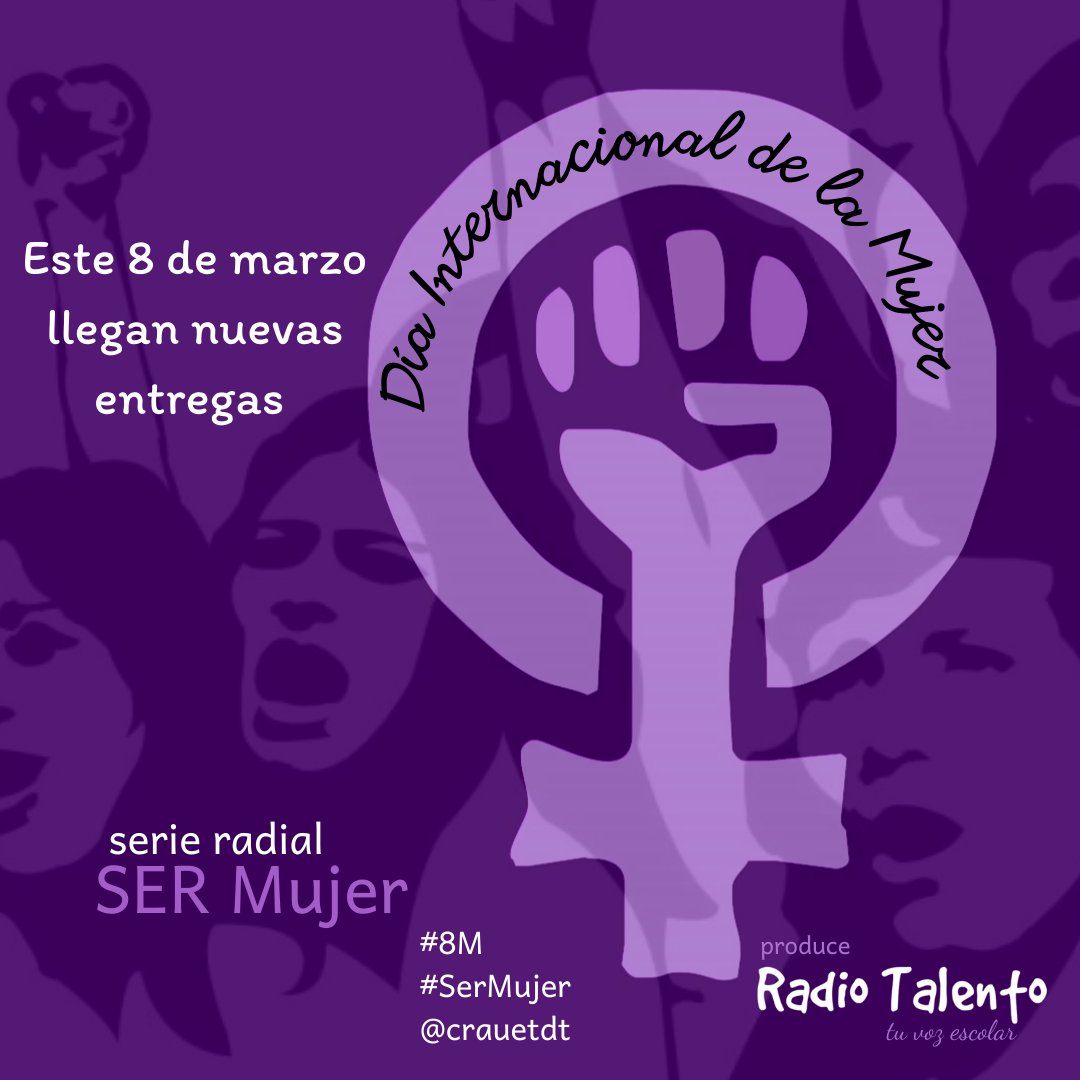Este #8Mar llegan nuevas entregas de la serie radial #SerMujer 

📻💜#RadioTalento
💪💜#FeministaRadio
#DiaInternacionalDeLaMujer  
@MPPEDUCACION <a href="/_LaAvanzadora/">Yelitze Santaella</a> <a href="/NicolasMaduro/">Nicolás Maduro</a> <a href="/MinMujerVe/">Min. del PP para la Mujer y la Igualdad de Género</a> <a href="/d_guzmanl/">Diva Guzmán</a> <a href="/CatirrusiaV/">catirrusia_V</a> <a href="/gtorodelara/">Gisela Toro Hernández</a>  <a href="/jaarreaza/">Jorge Arreaza M</a> <a href="/lubrio/">Luigino Bracci Roa</a> 

#UniónYFuerzaYCooperación 
#1Mar