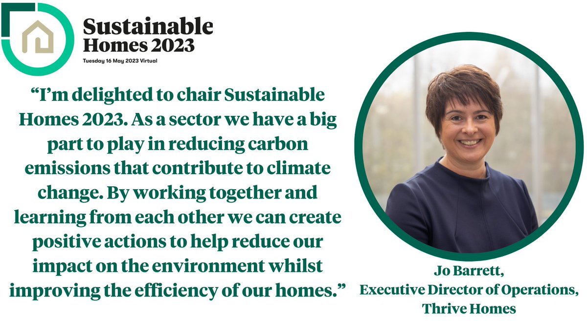 natfedevents's tweet photo. We are delighted that Jo Barrett, Executive Director at @ThriveHousing, will chair our #NHFSustainable Homes conference in May.
Book before March 10 to save £250 on your place: https://t.co/AKST5IxSz1 https://t.co/FFzOCEPzb8