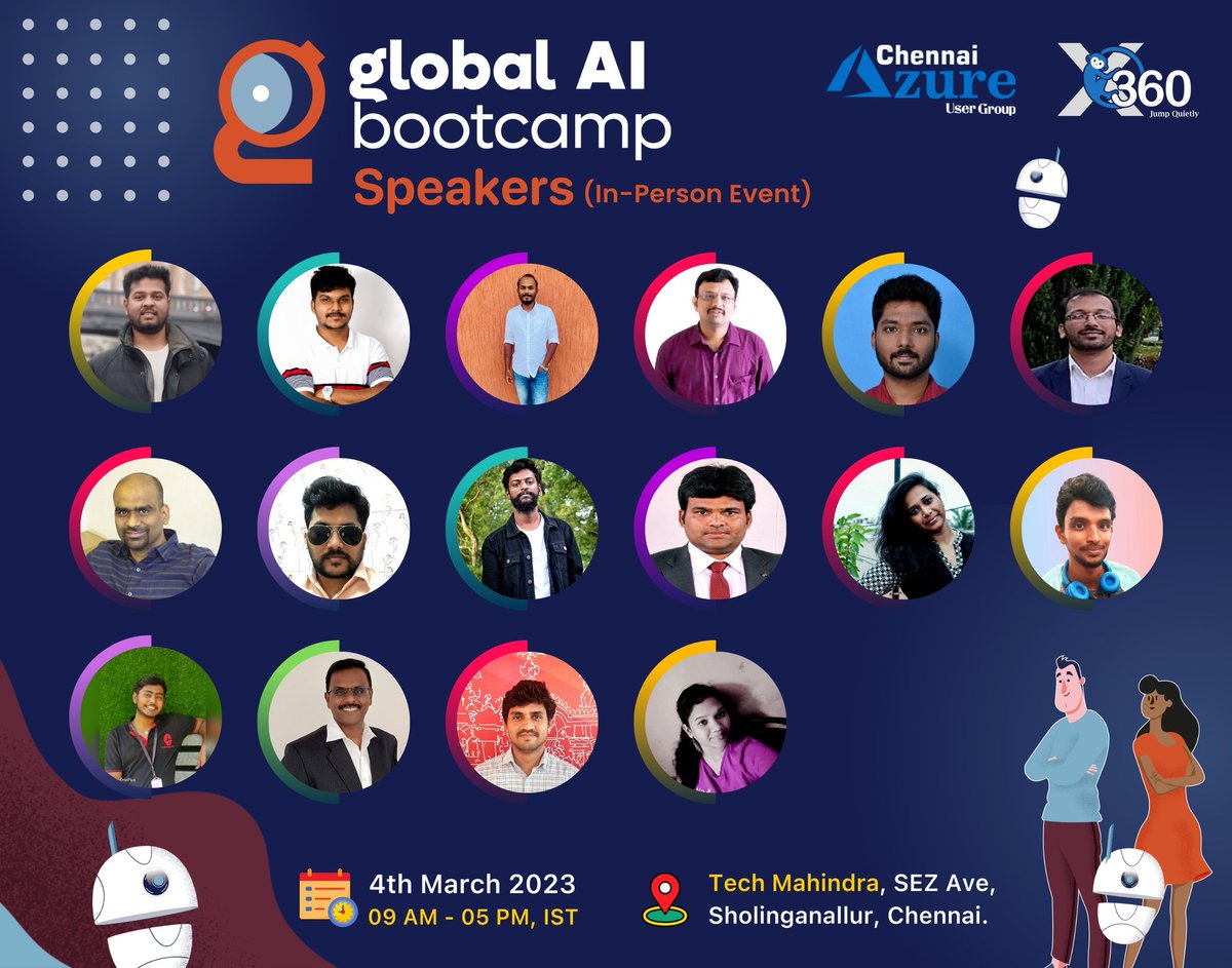 I'll be speaking at the Global AI Bootcamp in Chennai on 4th March 2023. Don't forget to check-in: globalai.community/bootcamp-2023/…

Let's Explore AI and we have lots of surprises awaiting you.
@XMonkeys360 #GlobalAIBootcamp