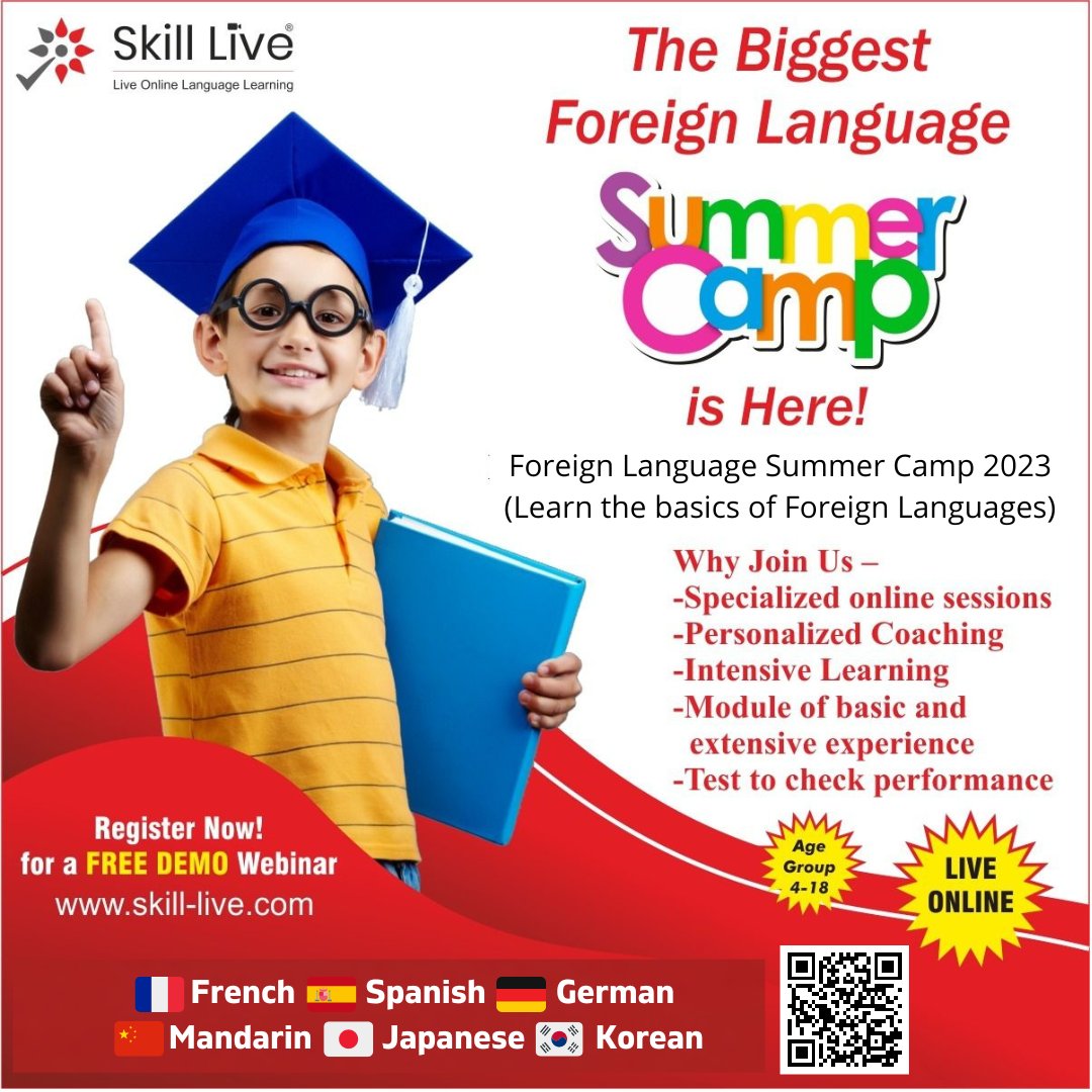 Skill_Live_INT's tweet image. &quot;Immerse yourself in a world of language and culture at our Foreign Language Summer Camp!&quot;

Click on the link to know more and register!
skill-live.com/lp/go-global/

9513315885 | support@skill-live.com

#foreignlanguagecourse #foreignlanguagesummercamp #learning #summercamp
