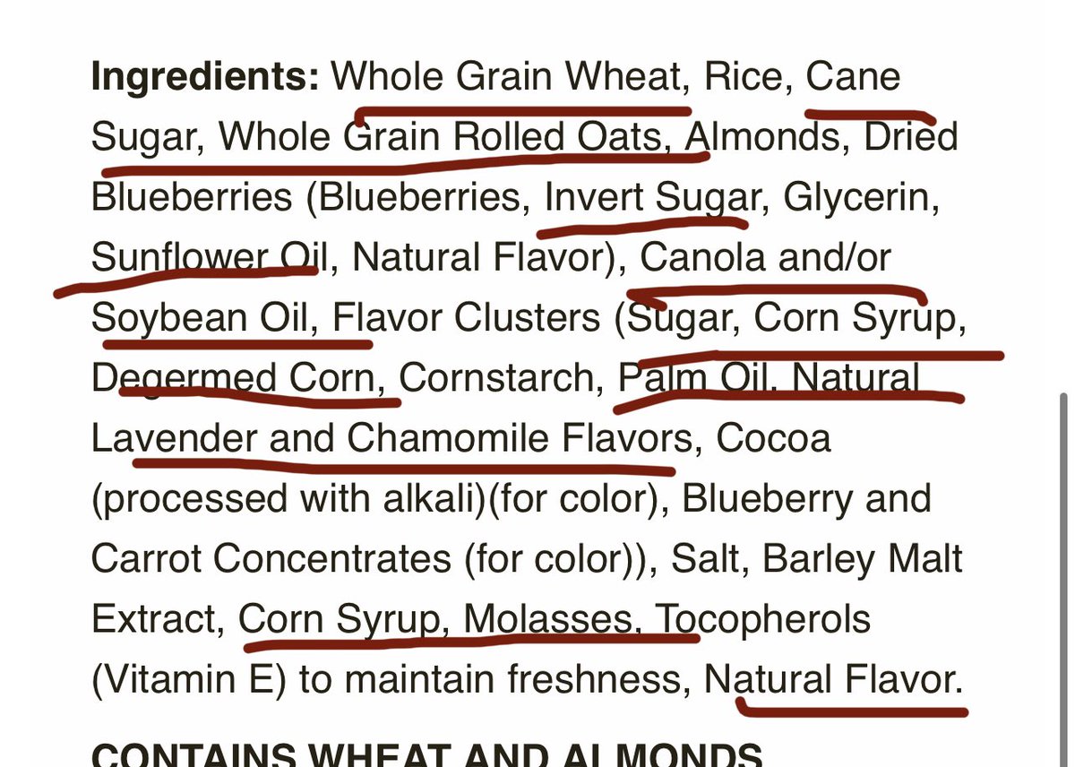Nothing like 6 types of sugar, 4 types of seed oils and 2 types of highly processed grains to promote sleep. 🤔😤