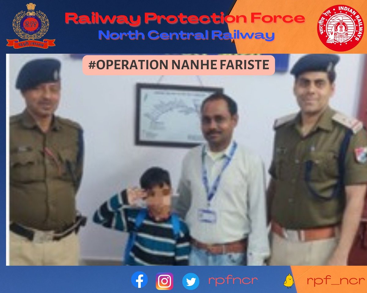 rpfncr's tweet photo. #OperationNanheFarishte के तहत रेलवे सुरक्षा बल, उत्तर मध्य रेलवे द्वारा 01 नाबालिग लड़के को चाइल्ड लाइन को सुपुर्द किया गया।  @RPF_INDIA https://t.co/xK5leXTUBF