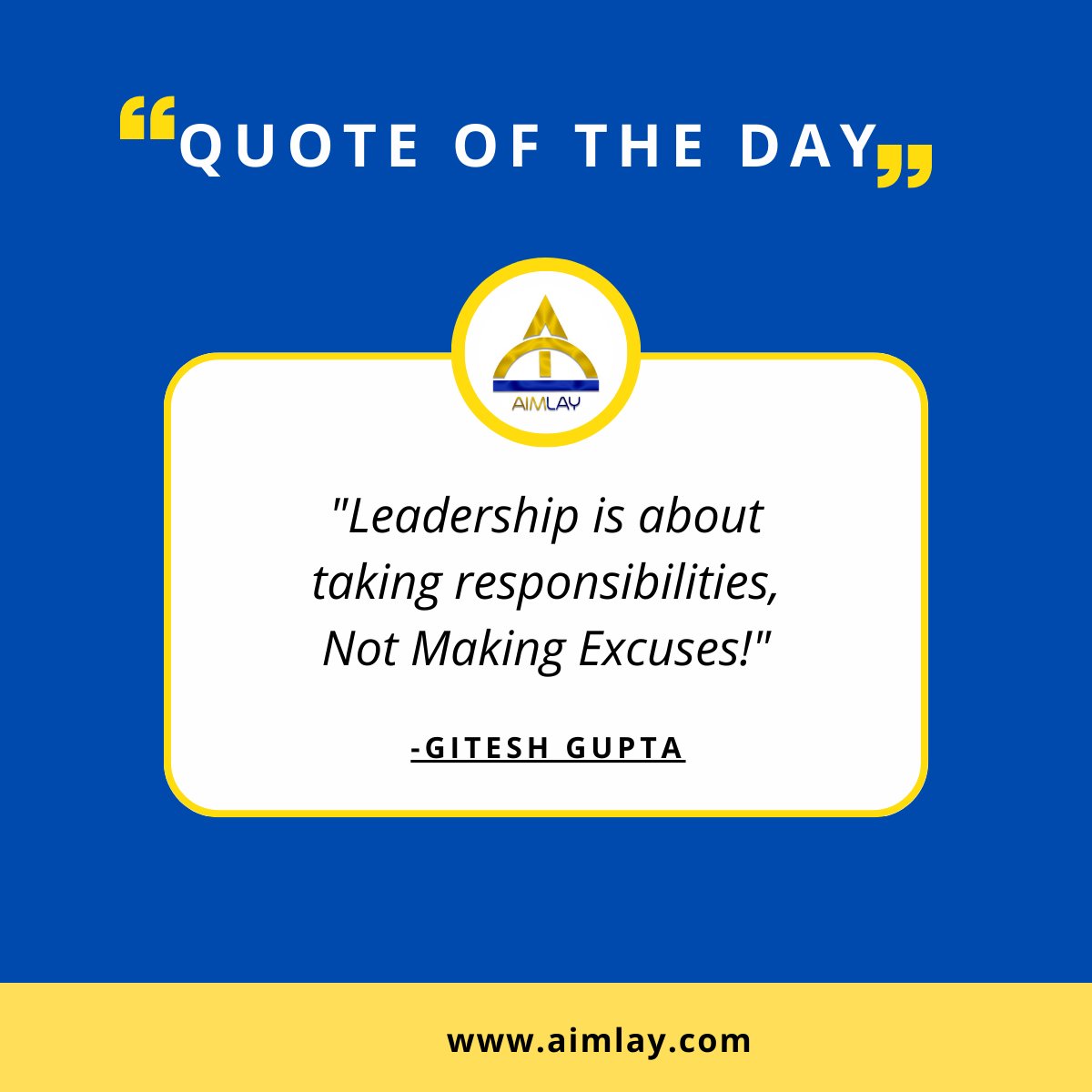 AimlayIndia's tweet photo. What qualities do you think are essential for a great leader?🤔

#Aimlay #LeadershipQualities #TwitterDiscussion #twitter #wednesdaythought #wednesdaywisdom https://t.co/7xLp2lqVHO