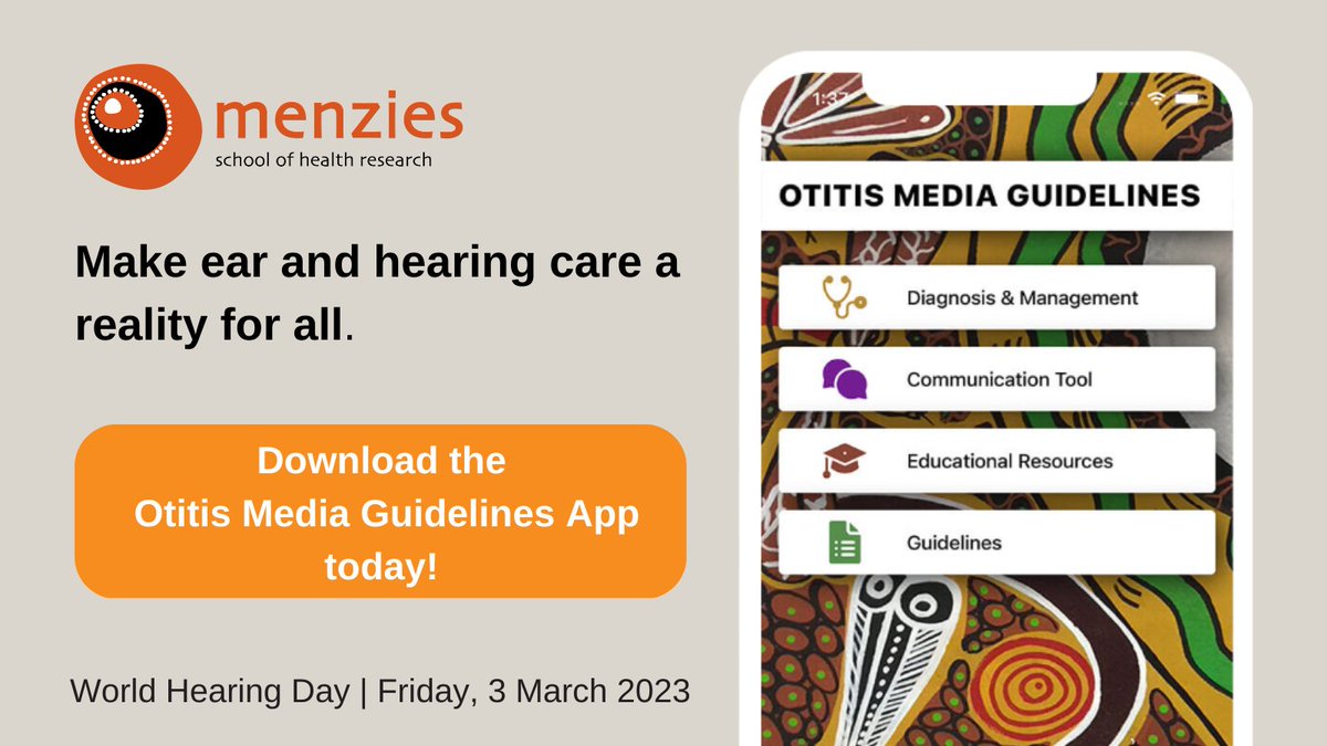 EAR &amp; HEARING CARE | Have you heard of the Otitis Media Guidelines App? It helps assist primary care providers seeing Aboriginal and Torres Strait Islander children with ear infections. Support #HearingCare &amp; add this app to your toolbox: bit.ly/3km6uwk  #WorldHearingDay