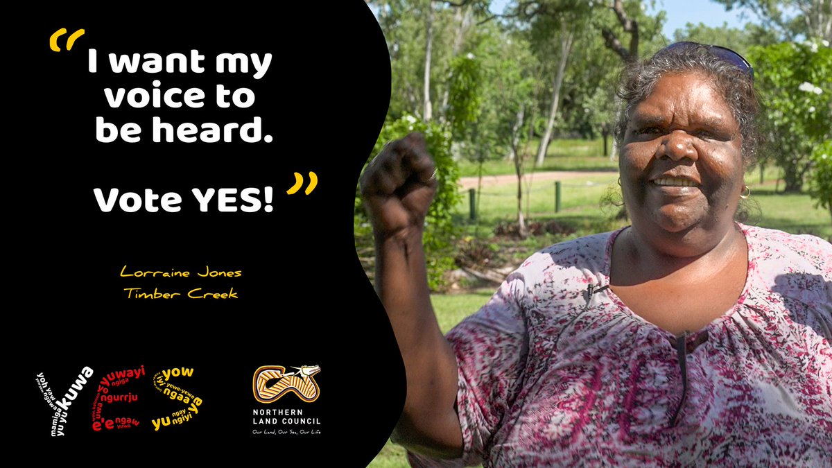 'I want my Voice to be heard!' says Lorraine Jones from Timber Creek, NT. ⚫️🔴🟡 VOTE YES ⚫️🔴🟡 For more fromtheheart.com.au & yes23.com.au @NLC_74 @fromtheheartau @thomasmayo23 @Malarndirri19 @CroakeyNews @CAACongress @NACCHOAustralia @LindaBurneyMP #Treaty