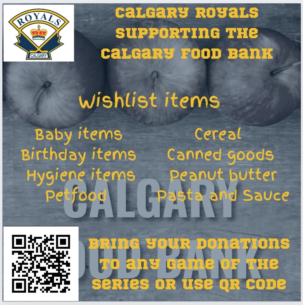 Help support The Calgary Food Bank.  During the first round of playoffs.  Give your donations to Heidi Delf or donate using the QR Code below. #noonegoeshungry