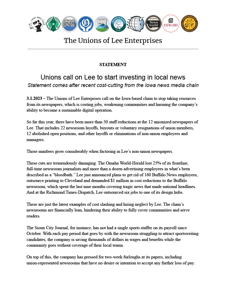 Unions of Lee Enterprises tweet media
