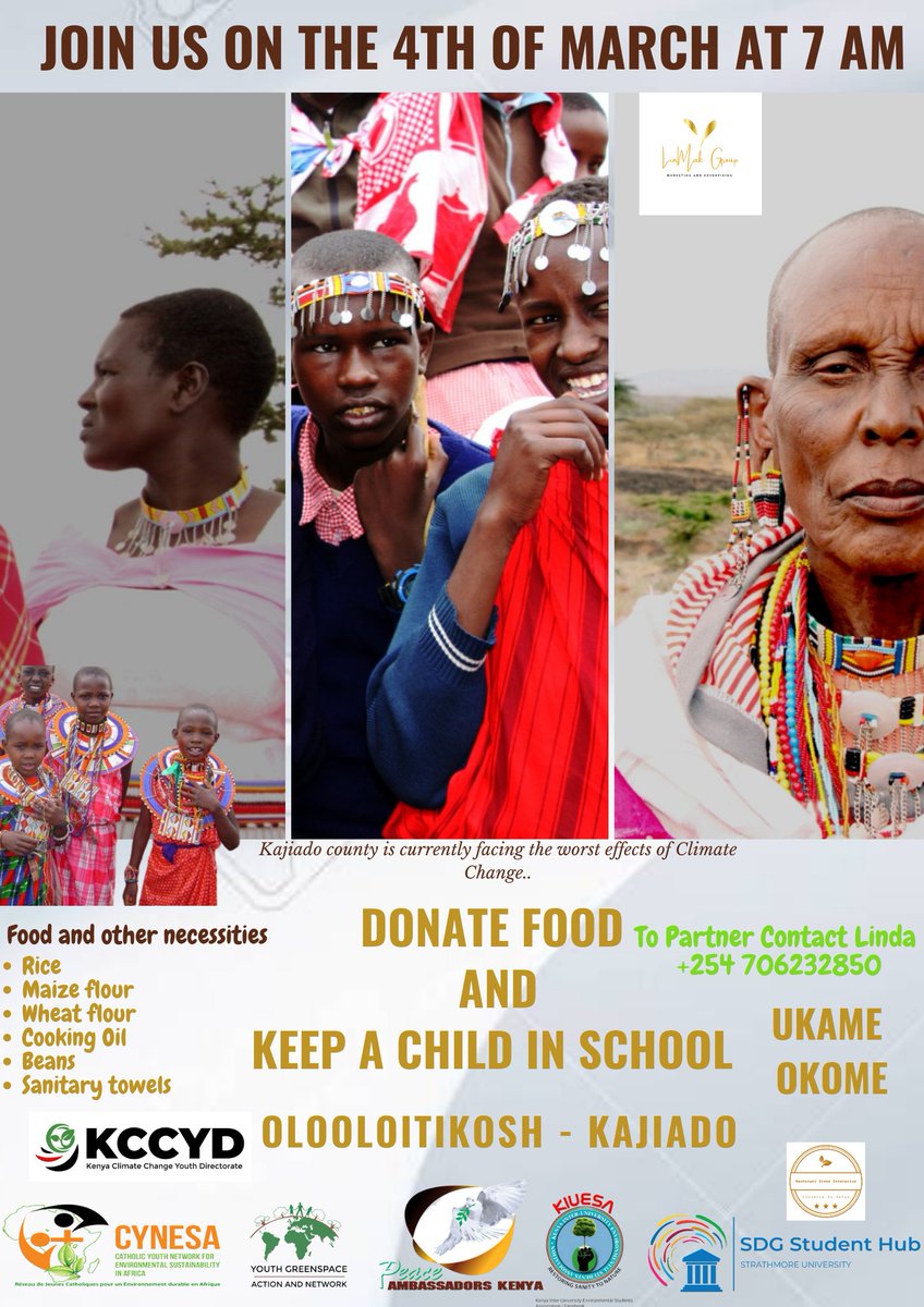 Join us this coming #Saturday as the Youth Directorate embarks on a mission to donate food in Kajiado. More information on how to get involved, DM is. @IsaacGreen01 <a href="/koechseroney/">Brian Seroney 🇰🇪</a> @LindaMakau