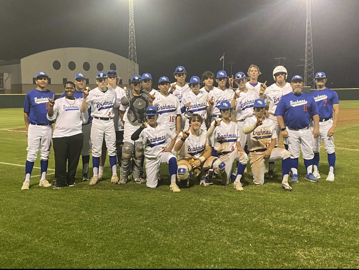 1-0 in district! Brahmas pull out the victory in the bottom of the 7th inn!!! Zayne Lessman steals home to win the game 5-4 against Brackenridge!!! #EarnTheRight