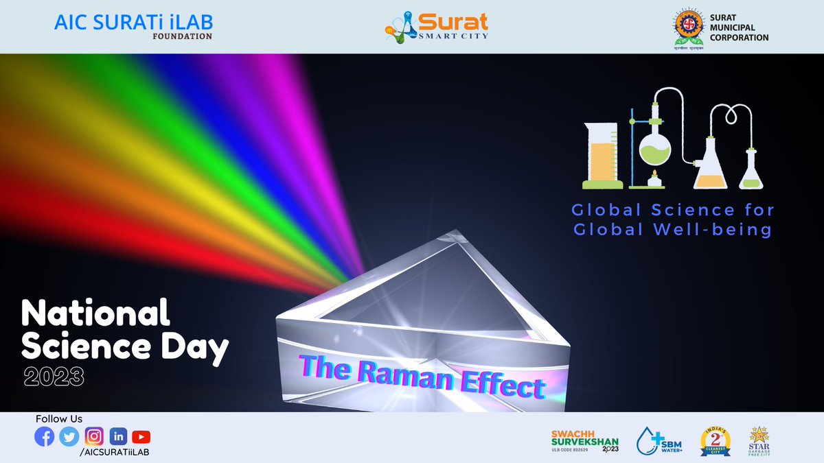 AICSURATiiLAB's tweet photo. Happy #NationalScienceDay2023! Today, we celebrate the role of science in shaping our world. Let's continue to support and invest in research that improve our lives and ultimately leads to brighter future.
#aicsuratiilab #suratmunicipalcorporation #suratsmartcity #TheRamanEffect https://t.co/1tD1CF4TrI