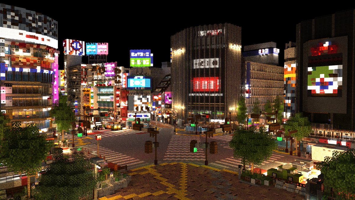JOiwjGDk7j3LtLK's tweet photo. #Minecraft 
#渋谷
マイクラで渋谷スクランブル交差点のネオンを再現しました！！ https://t.co/xMVLwUMq1K