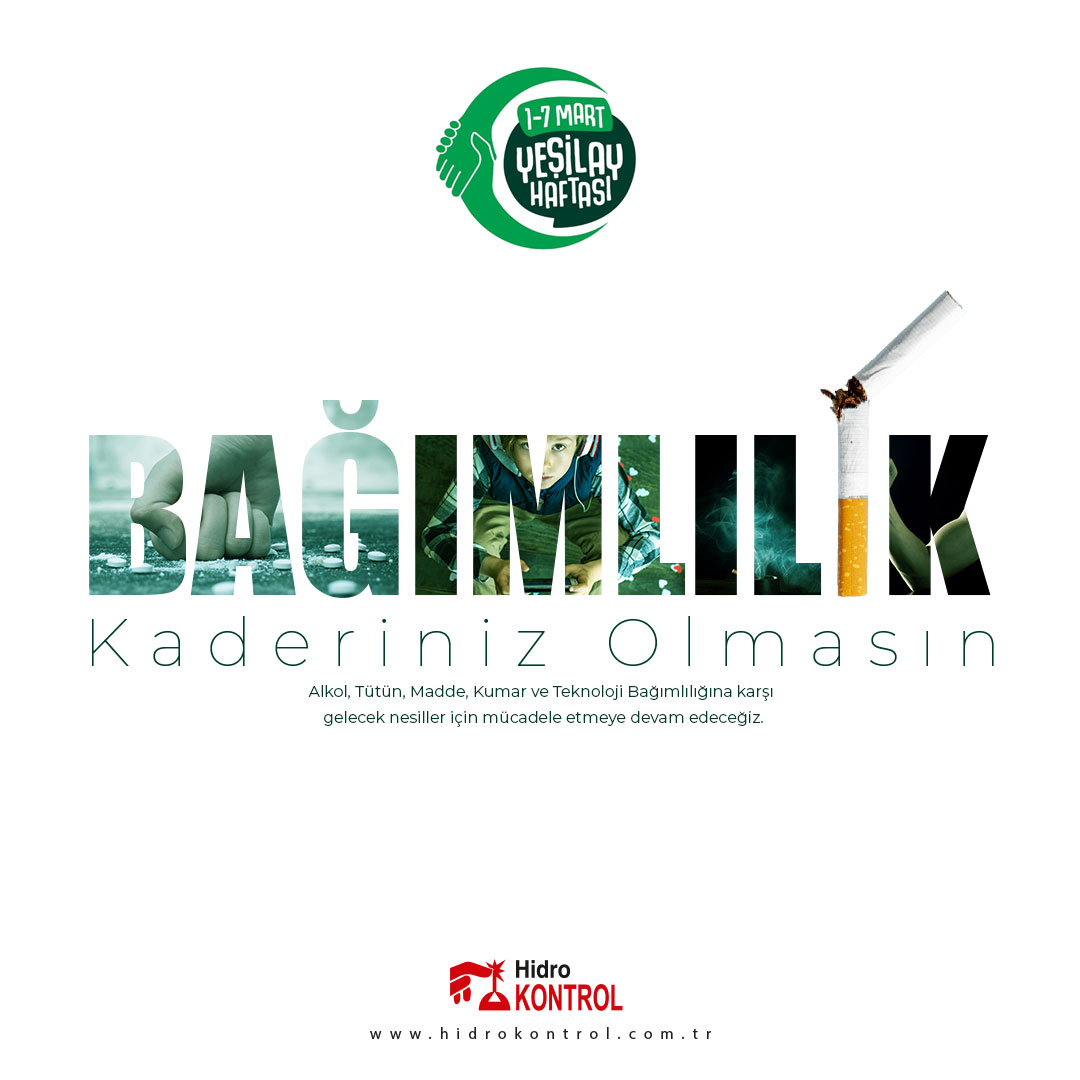 Sağlıklı bir gelecek ve sağlıklı nesiller için;
Bağımlı olma, özgür ol! 💚

1-7 Mart #YeşilayHaftası kutlu olsun.