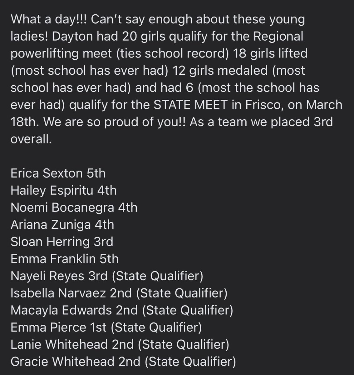 So proud of this group of young ladies!!! #barsloaded #THEShoe #daytonbarbellclub