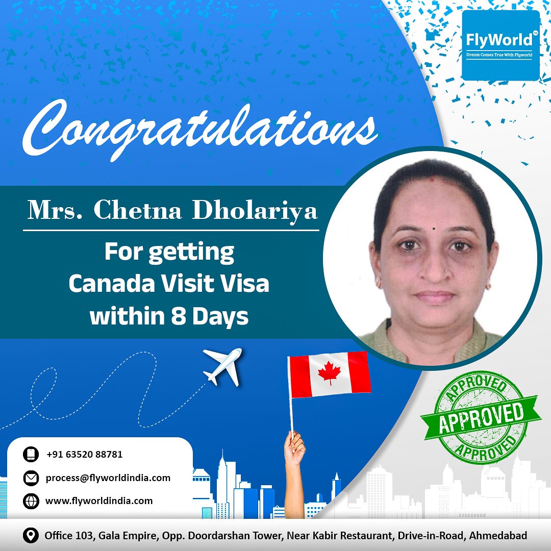 flyworldindia's tweet image. Congratulations Mrs. Chetna Dholariya For Getting Canada Visit Visa Within 8 Days.

#QuickVisaProcessing
#ExpressVisaService
#FastVisaApproval
#TravelWithEase
#HassleFreeVisa
#VisaWithin8Days
#TravelGoals
#ExploreTheWorld
#TravelMore
#TravelAdventure
#TravelTips