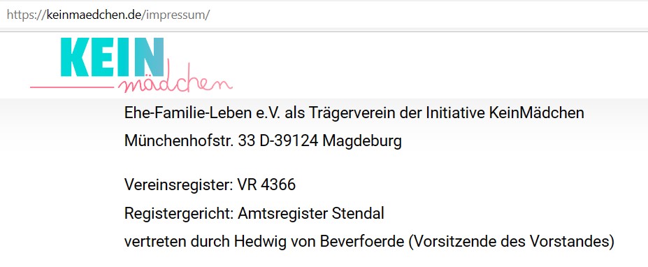 Vorsicht! Die Seite „keinmaedchen.de“, die angeblich transsexuellen Jugendlichen Beratung anbietet ist eine Initiative des Vereins „Ehe-Familie-Leben e.V.“, dem die christliche Rechte Hedwig von Beverfoerde vorsitzt. 
Hier findet KEINE echte Beratung statt. 
#Transphobie