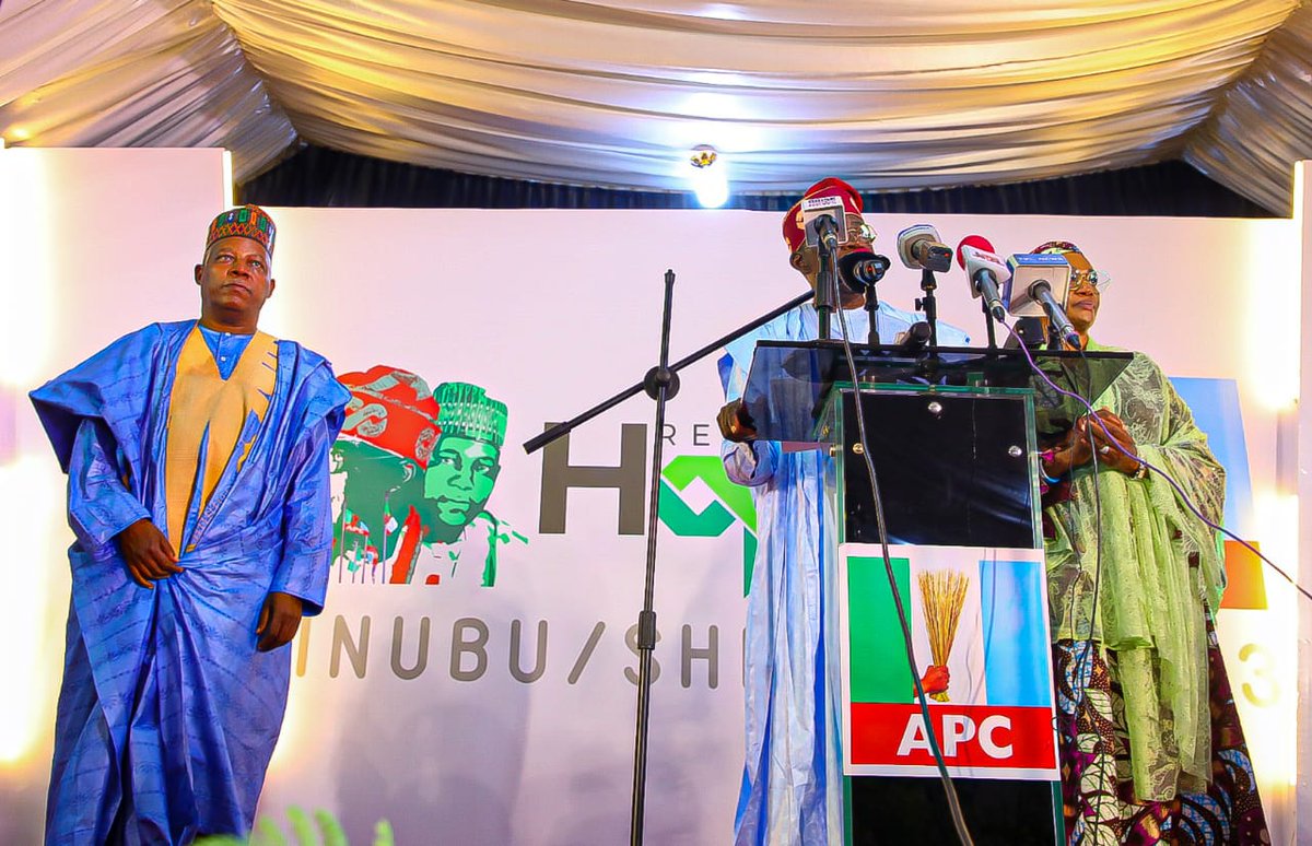 honfaleke's tweet image. To God be all the Glory Asiwaju Bola Ahmed Tinubu and his Running mate Distinguished Senator Kashim Shittima of the APC have been declared the President Elect of the Federal Republic of Nigeria.
We return all the Glory to God alone for scaling us through this hurdle.