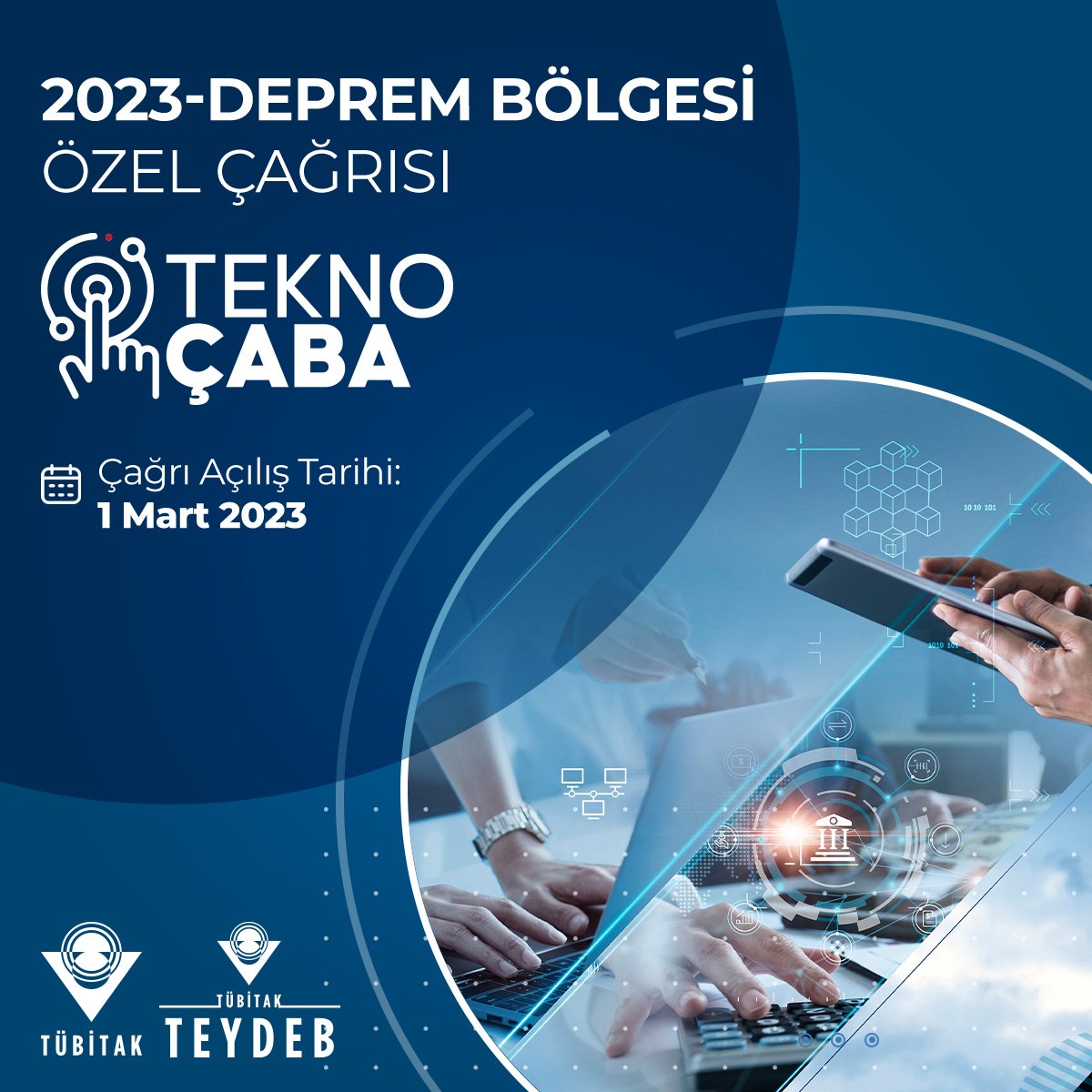2023-DEPREM BÖLGESİ Özel Çağrısı-TEKNOÇABA 🤝

Depremden etkilenen illerdeki firmalarımızın, proje esaslı araştırma, teknoloji geliştirme ve yenilikçilik faaliyetlerinin desteklenmesi amacıyla TEKNOÇABA çağrısı açıldı!⚙️

#BilimleBirlikteBaşaracağız

tubitak.gov.tr/tr/duyuru/2023…