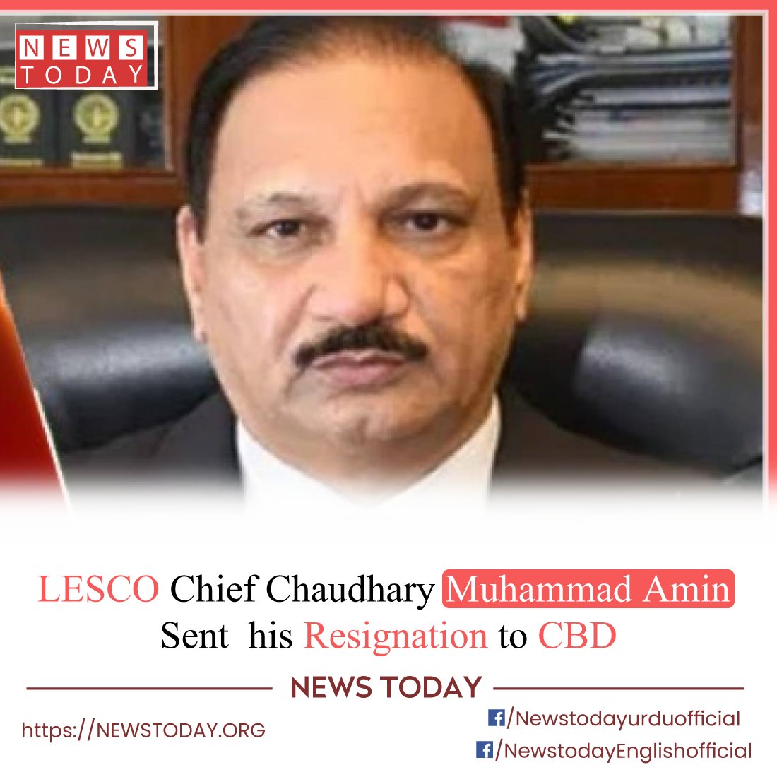newstoday_org's tweet photo. After serving as LESCO's CEO for three years during the PTI administration, Muhammad Amin resigned in order to spend more time with his family.

Visit Now

https://t.co/hIhYidaX2K

#newstoday #Breakingnews #PTI #Lesco #muhammadamin #CEO #ptiadministration https://t.co/GkWssMpfUi
